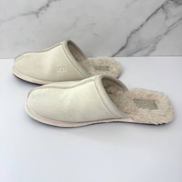 UGG Womens Pearle UGGplush Scuff Slipper Size 8 Suede Wool Blend Cream - Picture 4 of 8